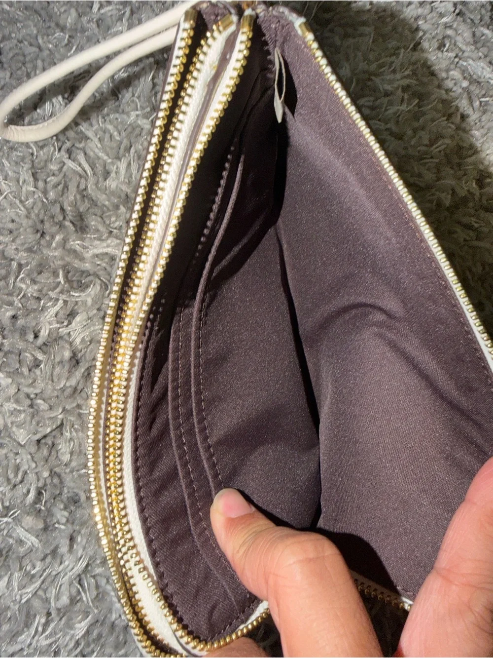 Coach Beige Signature Canvas Wristlet with Chalk Trim
